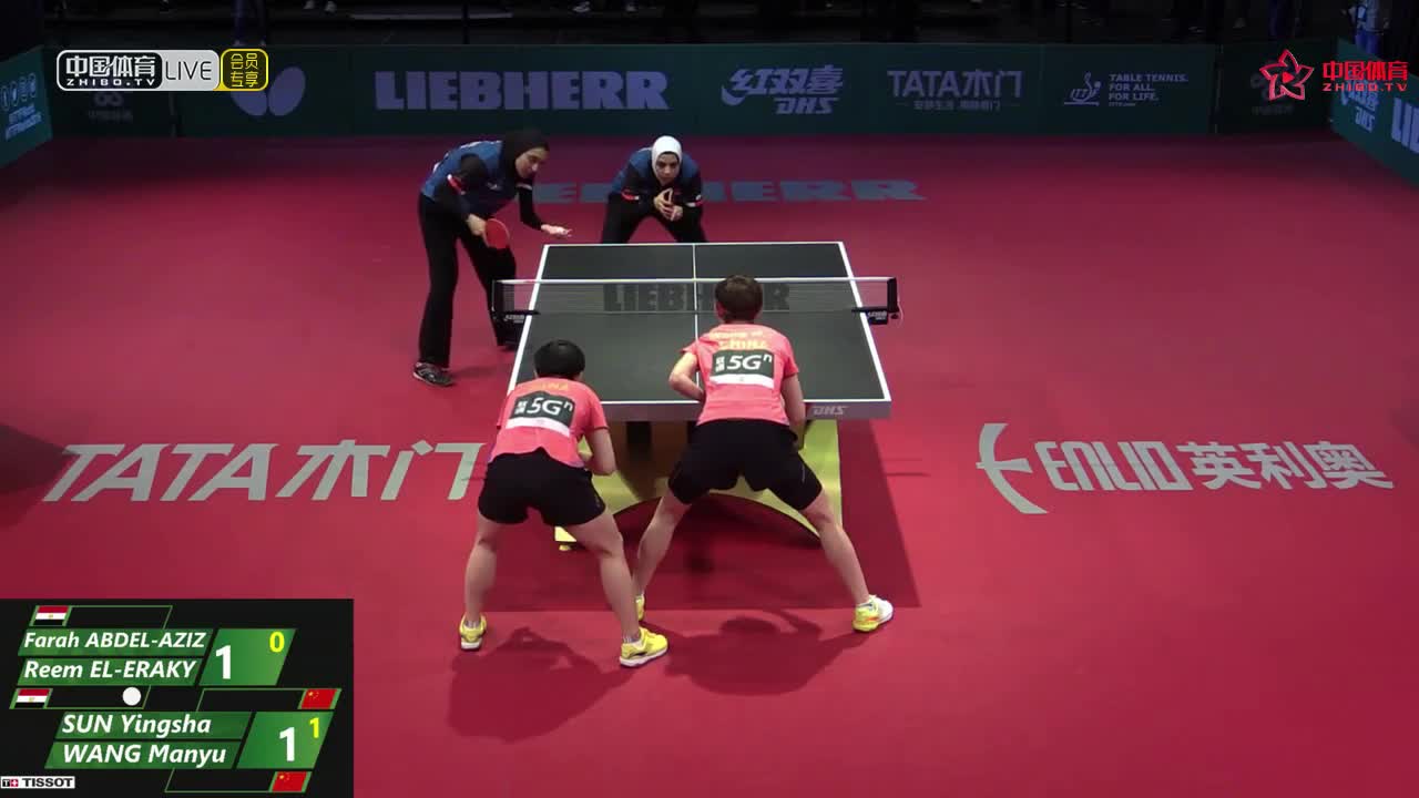 孙颖莎/王曼昱CHN vs 阿布戴尔/埃伊拉克 EGY 2019世乒赛 女双1/16决赛