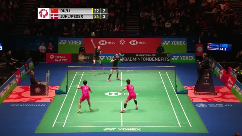 经典回顾：2018年全英羽毛球公开赛  杜玥/李茵晖VS尤尔/佩德森