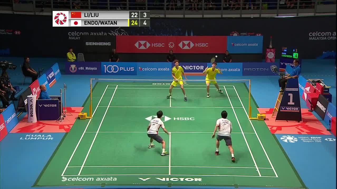 2018马来西亚公开赛 李俊慧/刘雨辰vs渡边勇大/远藤大由 精彩集锦