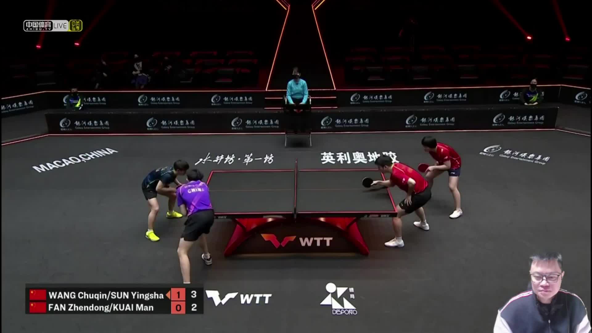 王楚钦/孙颖莎 VS 樊振东/蒯曼  澳门冠军赛2021中国之星混双1/4决赛（侯英超解说）