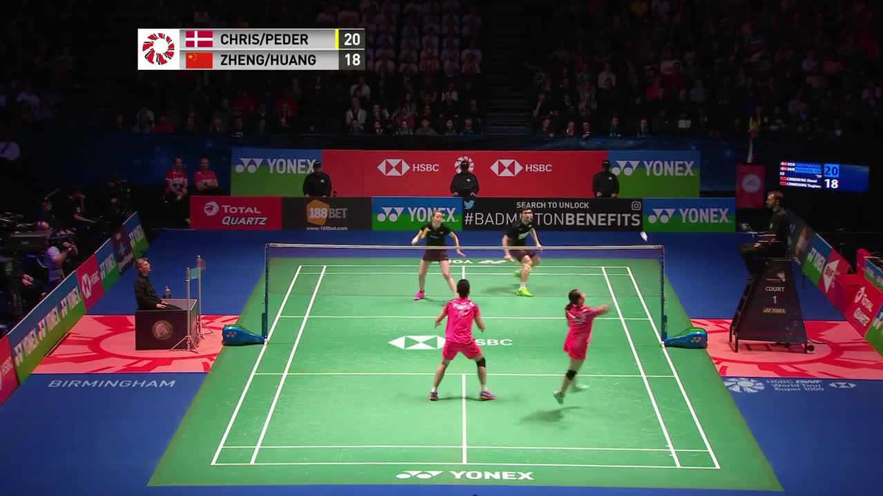 2018全英赛半决赛：郑思维/黄雅琼vs克里斯蒂安森/佩德森精彩集锦