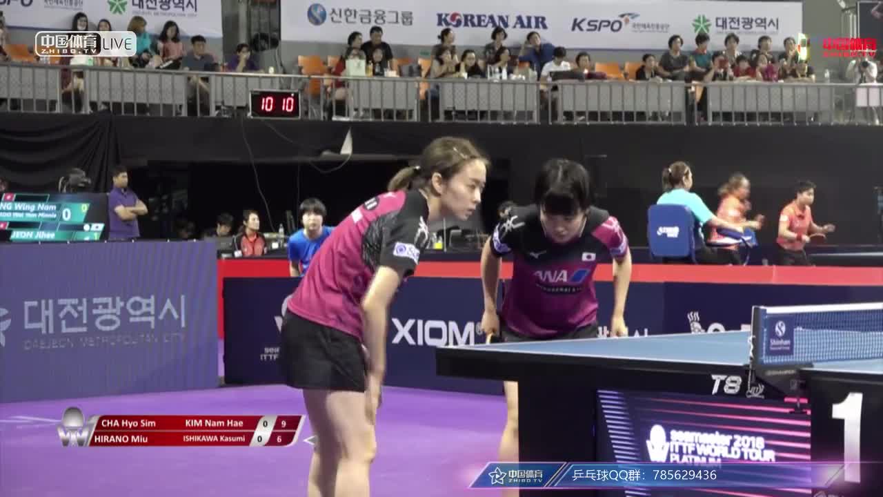 车孝心/金南海 PRK vs 平野美宇/石川佳纯 JPN 韩国公开赛 女双1/4决赛