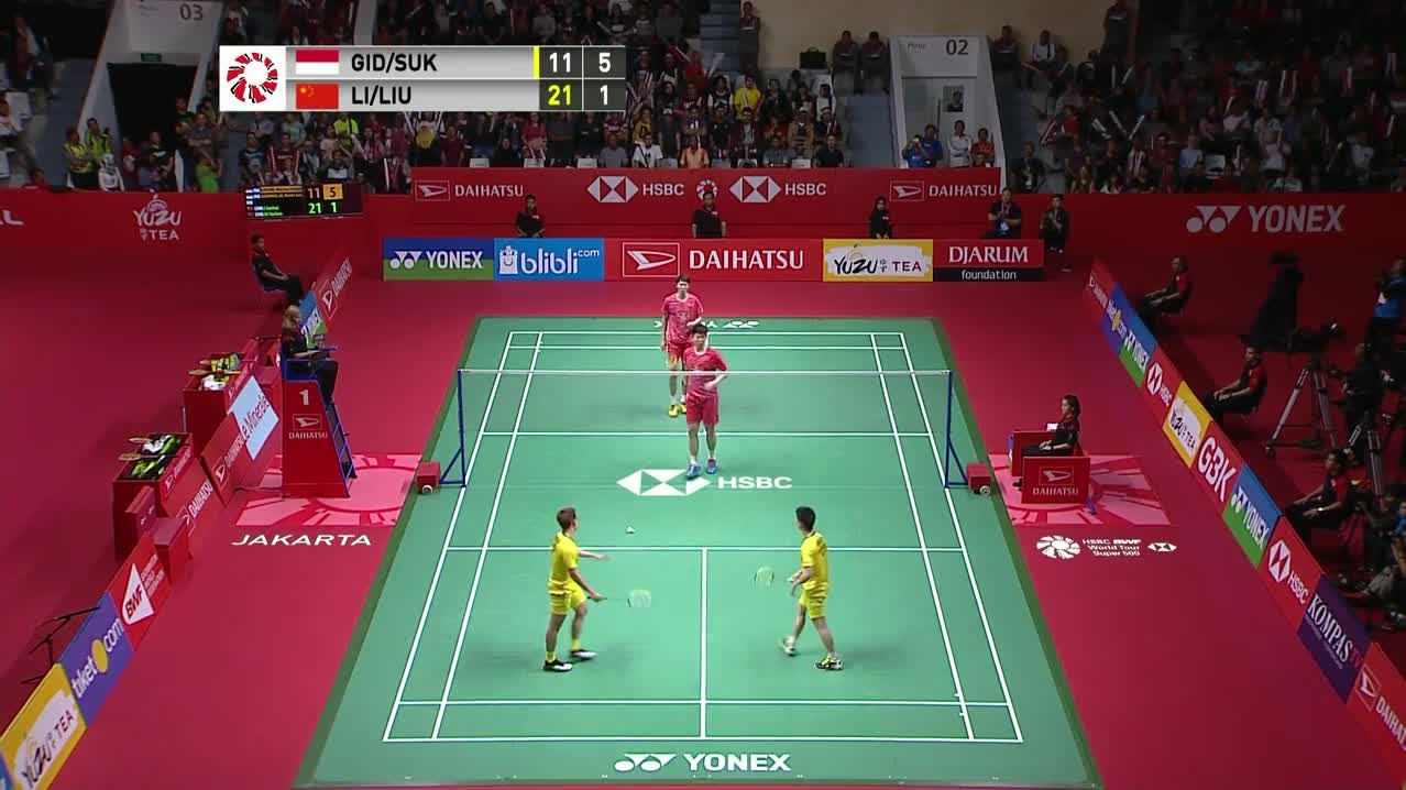 2018印尼大师赛 吉迪恩/苏卡穆约2-1李俊慧/刘雨辰 精彩集锦