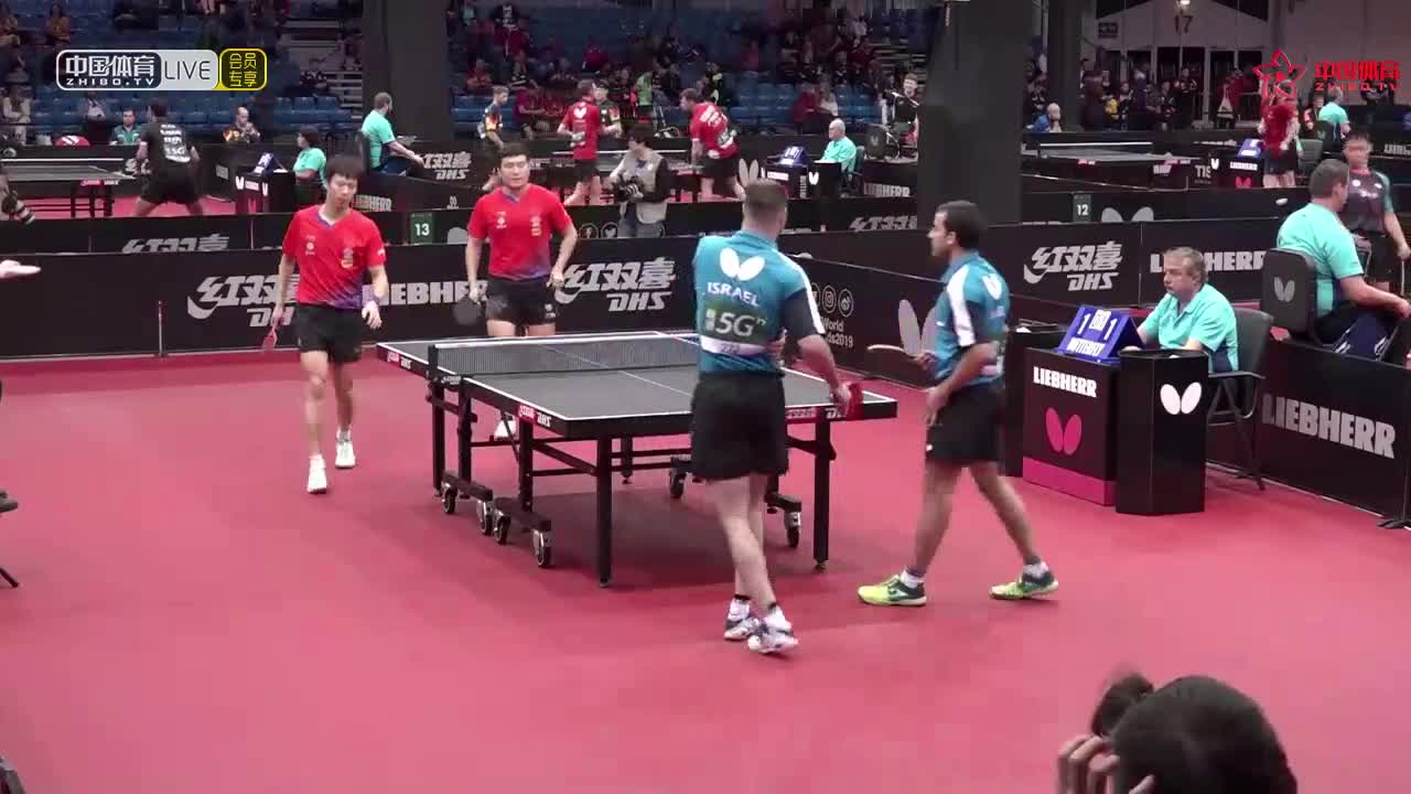 梁靖崑/林高远 CHN vs 本-阿里/陶伯-迈克尔 ISR 2019世乒赛男双正赛第一轮