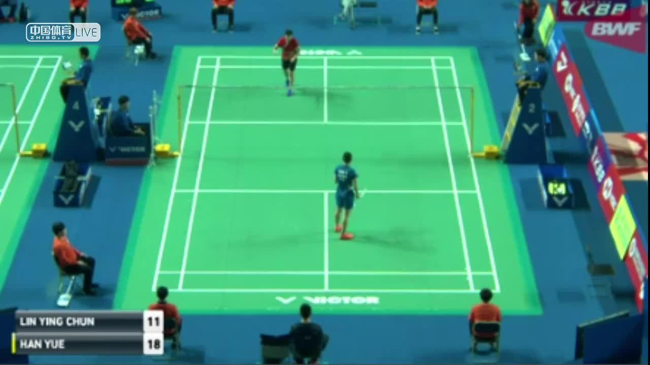 韩悦 VS 林盈君 2018韩国大师赛 女单1/8决赛