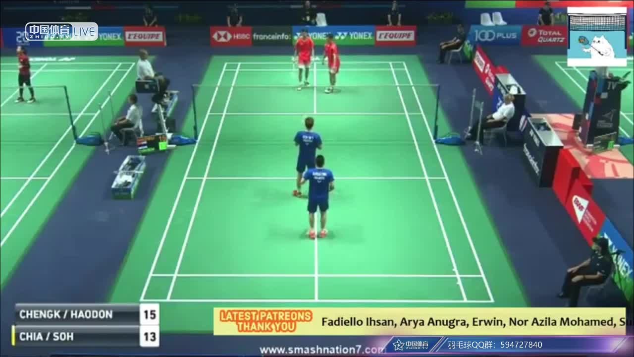 韩呈恺/周昊东 vs 谢定锋/苏伟译 2018法国公开赛男双1/8决赛