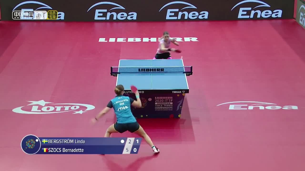 贝格斯特隆 VS 斯佐克斯 2020欧洲乒乓球锦标赛 女单1/16决赛