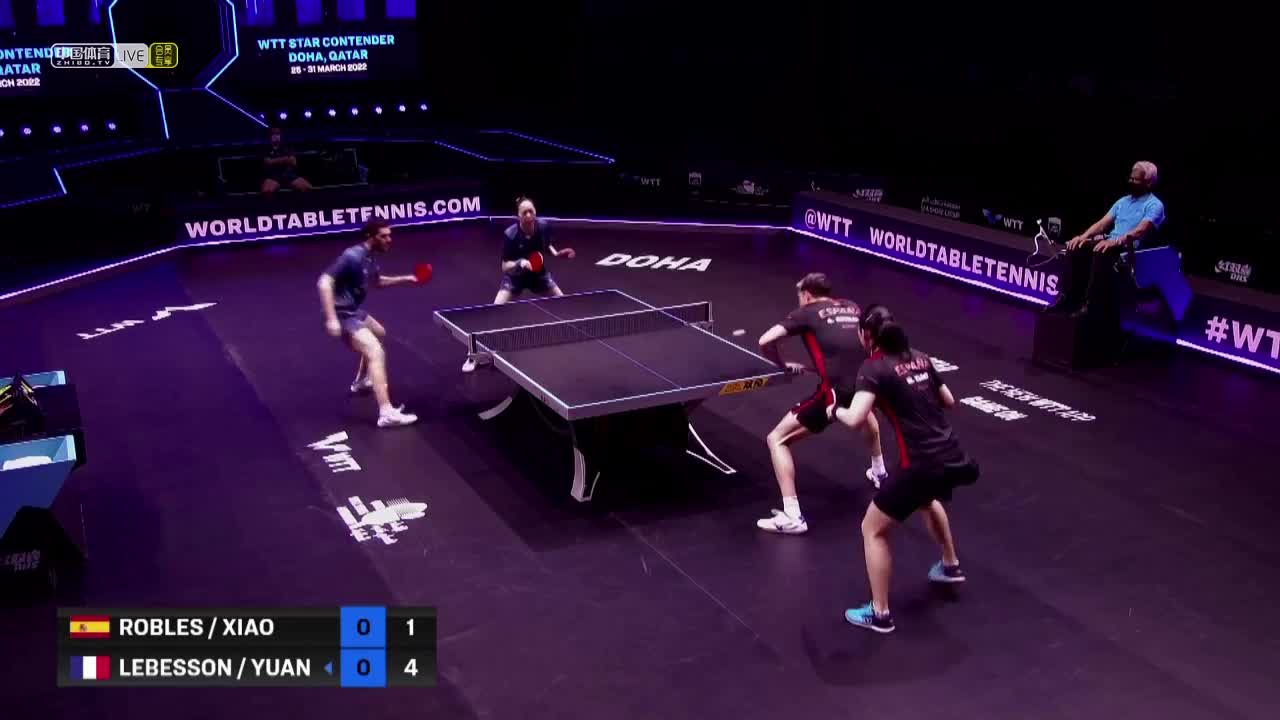 罗布勒斯/肖遥茜 vs 勒贝松/袁嘉楠 2022WTT明星挑战赛多哈站(卡塔尔) 混双半决赛