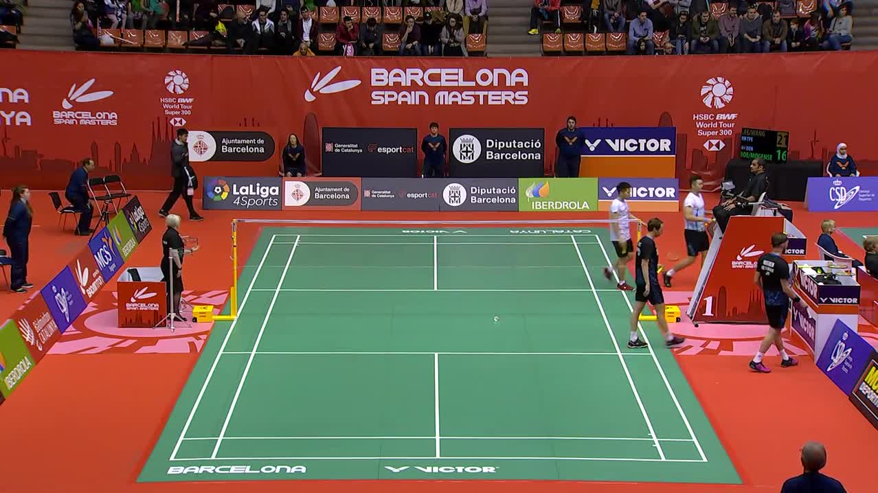 西班牙大师赛半决赛：李洋/王麒麟2-0鲍伊/摩根森精彩集锦