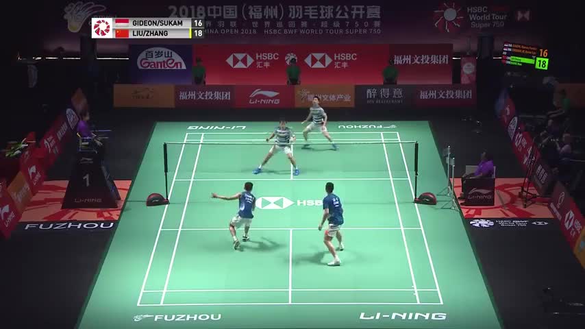 经典回顾：2018中国(福州)羽毛球公开赛男双半决赛：吉迪恩/苏卡穆约VS 刘成/张楠