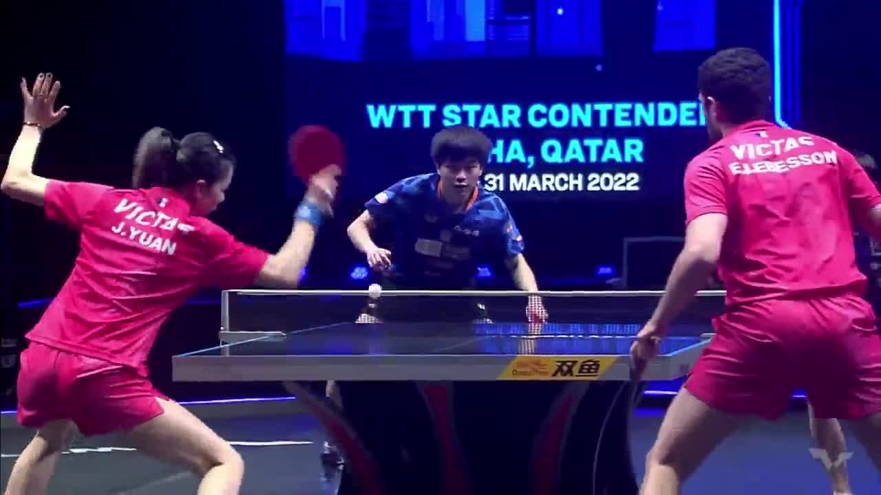 郑怡静/林昀儒 VS 勒贝松/袁嘉楠 2022WTT明星挑战赛多哈站(卡塔尔) 混双决赛