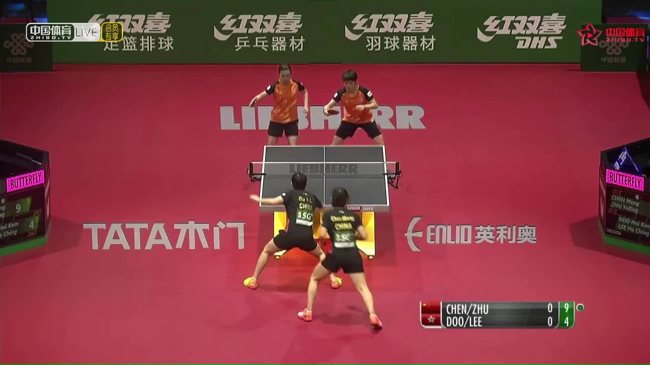 陈梦/朱雨玲 CHN vs 杜凯琹/李皓晴 HKG 2019世乒赛 女双1/4决赛