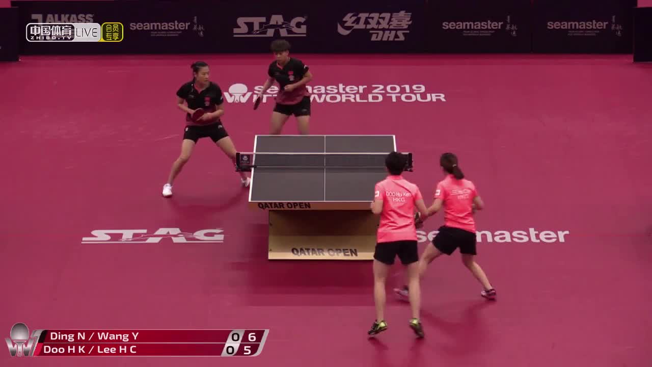 丁宁/王艺迪 CHN vs 杜凯琹/李皓晴 HKG 2019卡塔尔公开赛 女双1/4决赛