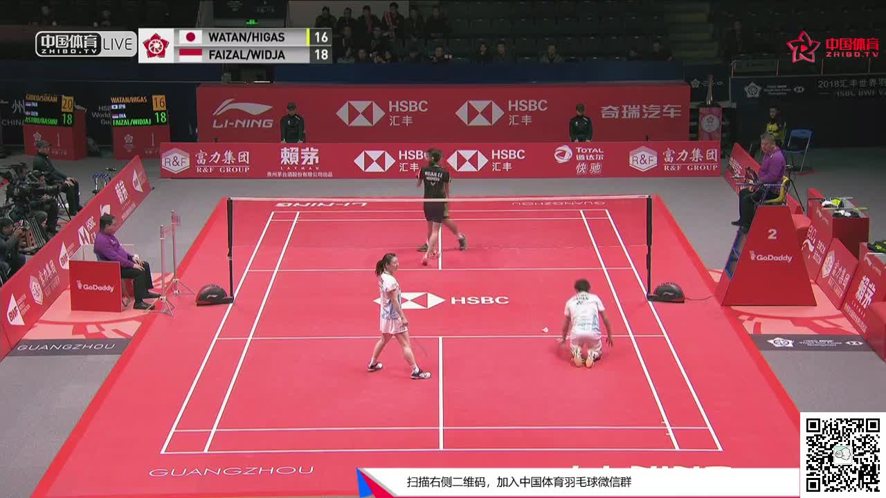 渡边勇大/东野有纱 vs 费泽尔/格洛瑞亚 2018世界羽联巡回赛总决赛 混双小组赛