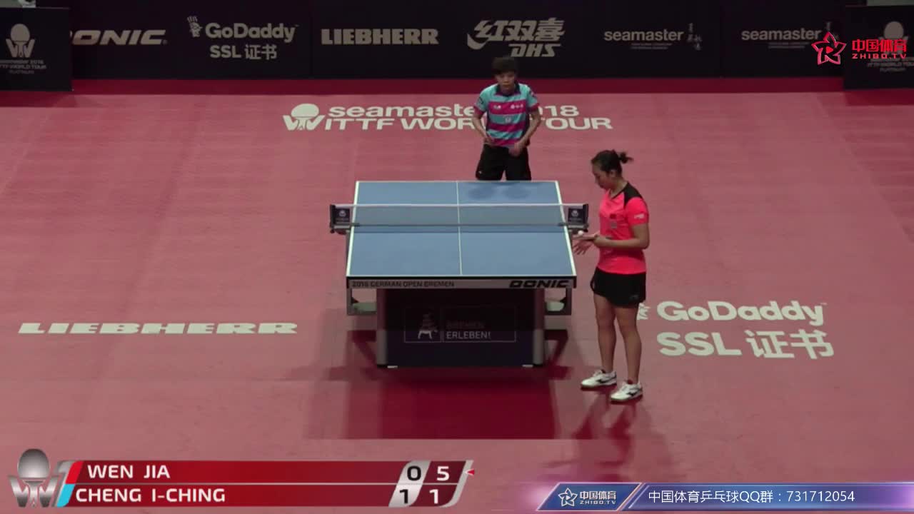 文佳 CHN vs 郑怡静 TPE 2018德国公开赛女单第二轮