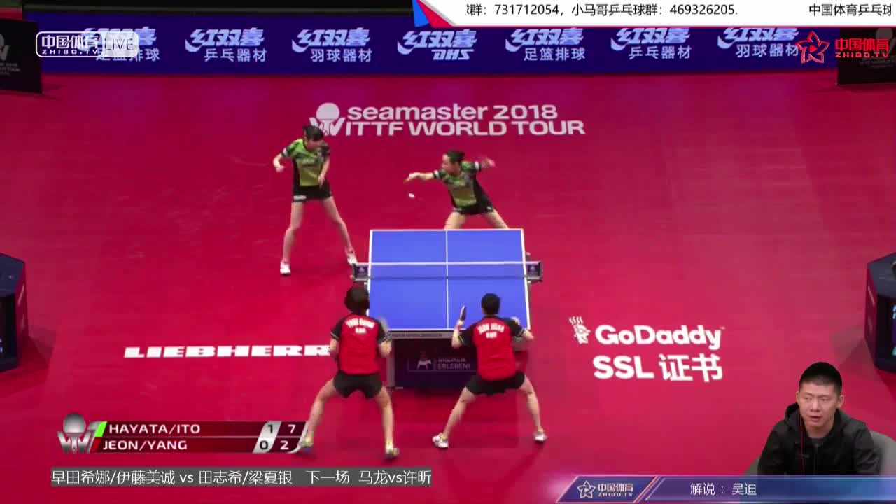 早田希娜/伊藤美诚 JPN vs 田志希/梁夏银 KOR（吴迪解说）2018德国公开赛女双决赛