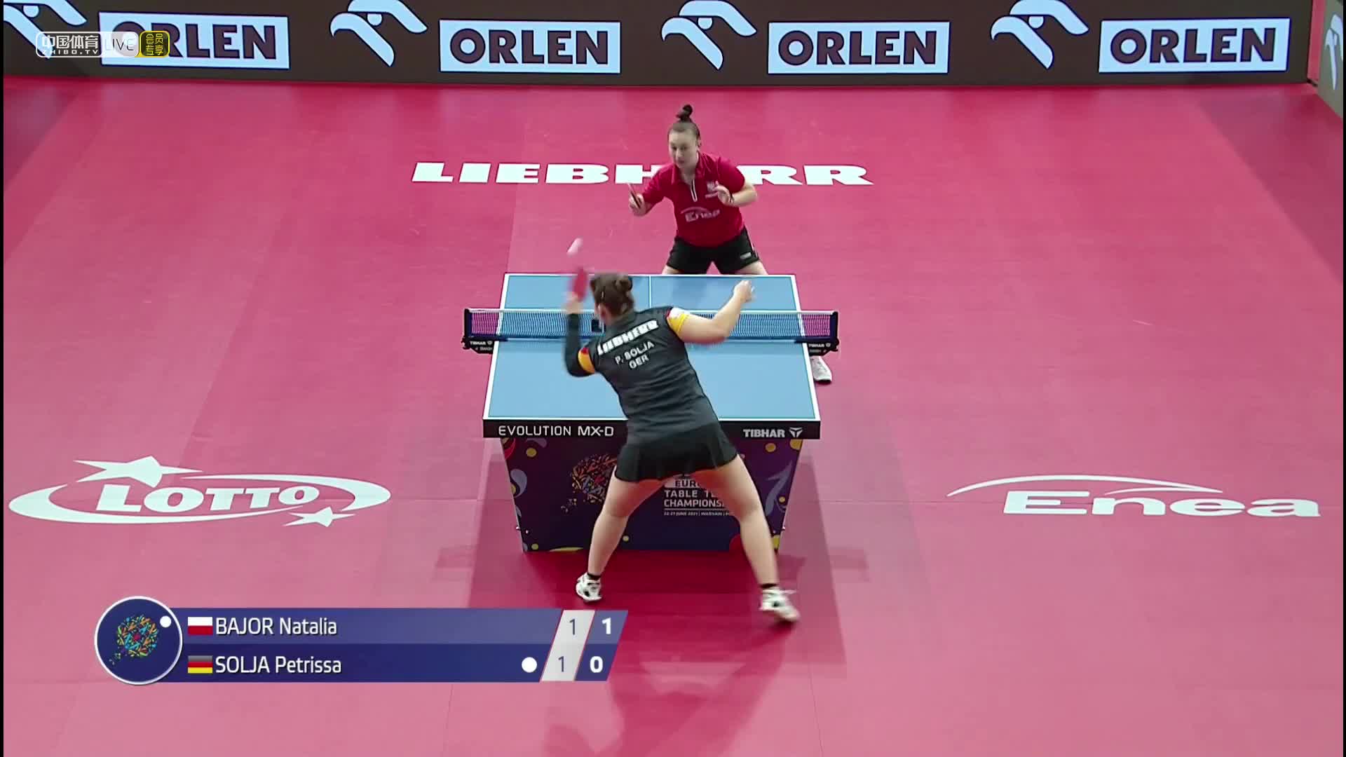 鲍约尔-娜塔莉亚 VS P-索尔佳  2020欧洲乒乓球锦标赛 女单1/8决赛　