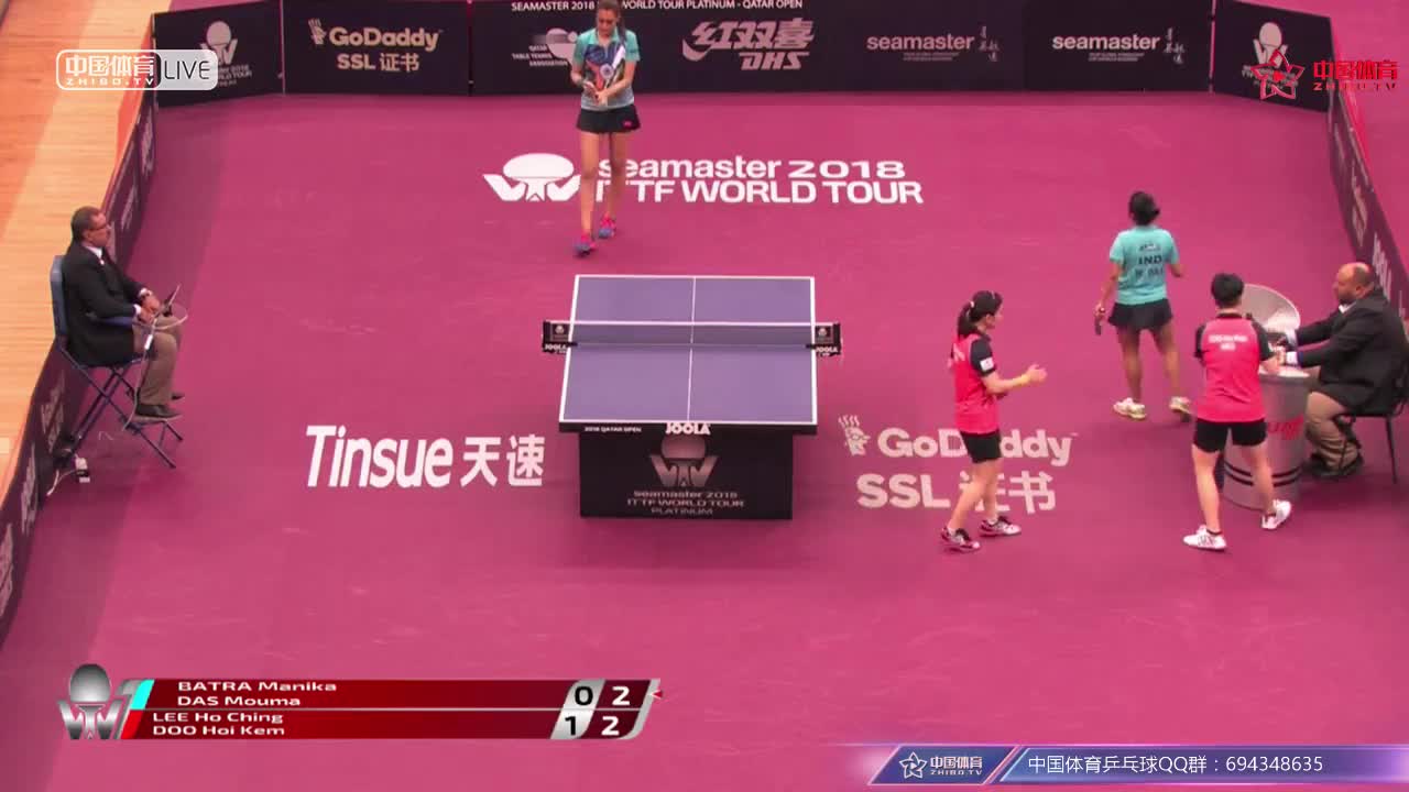 巴特拉/达斯 IND vs 杜凯琹/李皓晴 HKG 2018卡塔尔公开赛女双1/4决赛