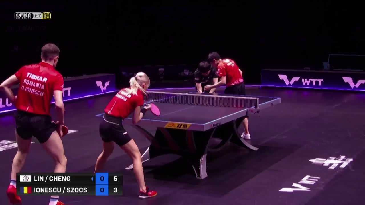 郑怡静/林昀儒 VS 约内斯库/斯佐克斯 2022WTT明星挑战赛多哈站(卡塔尔) 混双半决赛