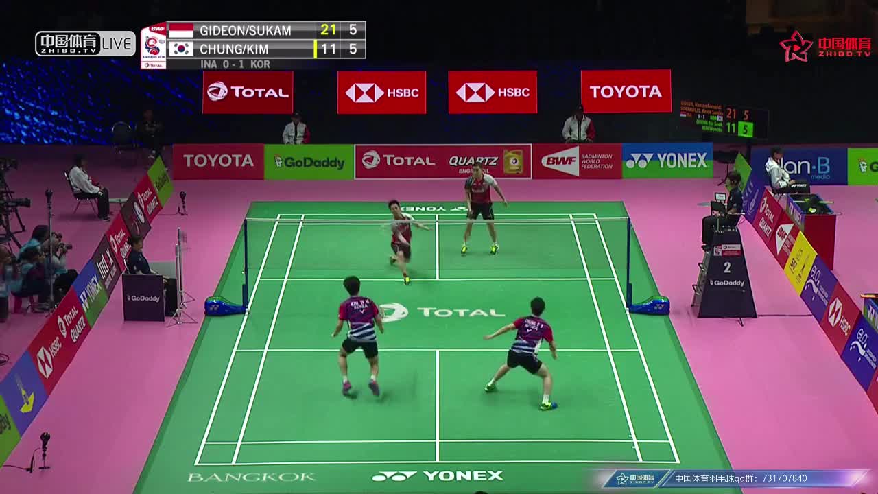 印度尼西亚vs韩国 2018汤尤杯 汤姆斯杯小组赛B组