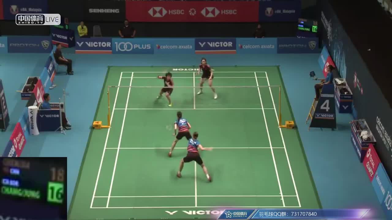 陈清晨/贾一凡 CHN vs 张艺娜/郑景银 KOR 2018马来西亚公开赛 女双1/8决赛