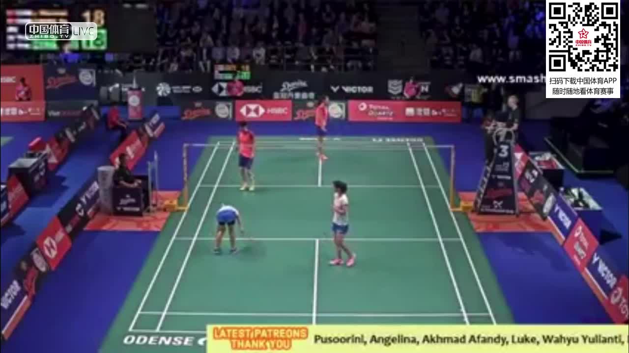 李汶妹/郑雨 vs 基蒂塔拉库尔/拉温达·巴宗哉 2018丹麦公开赛女双1/8决赛