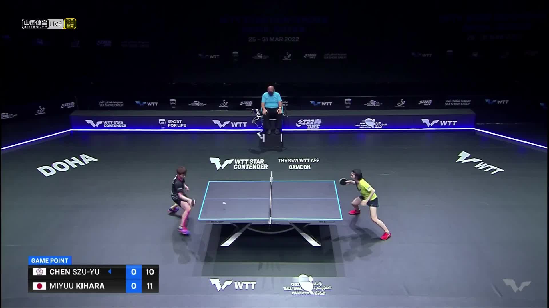 陈思羽 VS 木原美悠  2022WTT明星挑战赛多哈站(卡塔尔) 女单半决赛