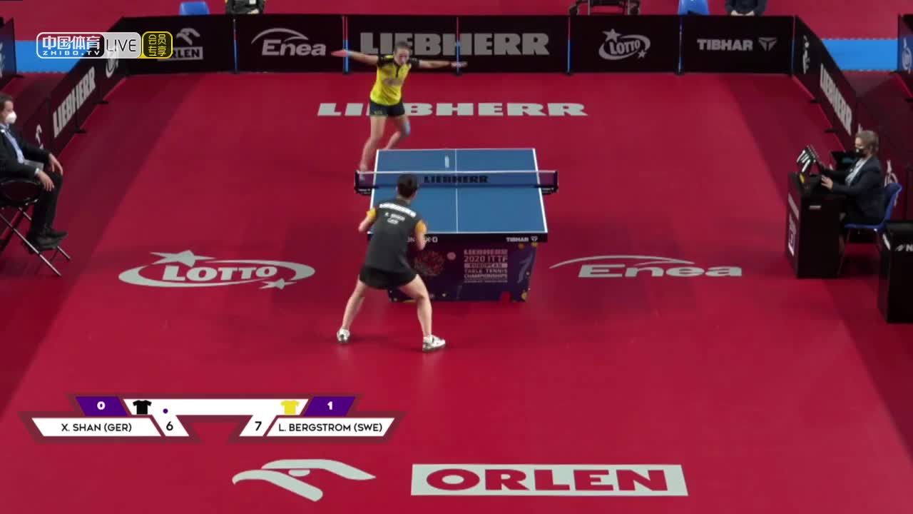 单晓娜 VS 贝格斯特隆 2020欧洲乒乓球锦标赛 女单1/4决赛