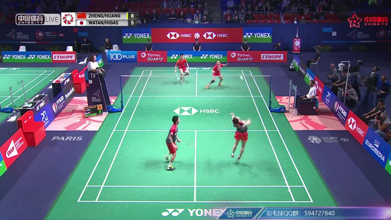 郑思维/黄雅琼  VS   渡边勇大/东野有纱 2018法国公开赛 混双半决赛