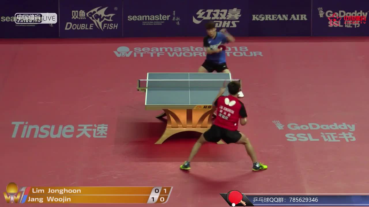 林钟勋 KOR vs 张禹珍 KOR 男单1/8决赛 ITTF世界巡回赛总决赛